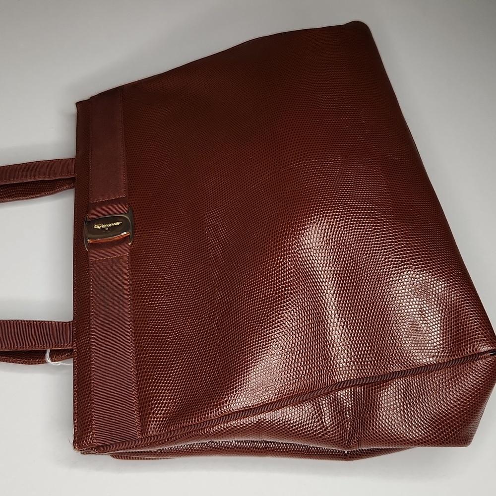 Salvatore Ferragamo Brown Structured Shoulder Bag with Signature Gancini Accent1